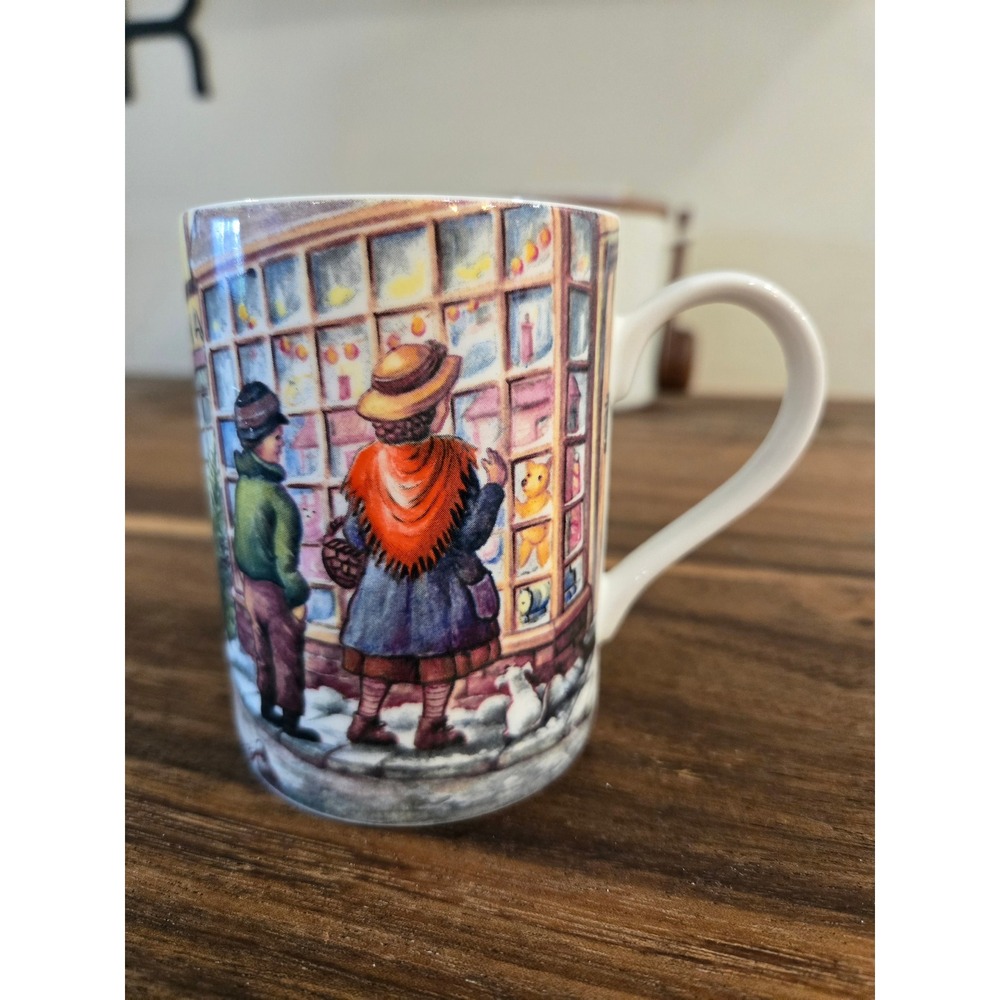 Queens Churchill Fine Bone China Mug Victorian Winter Village Ringtons England